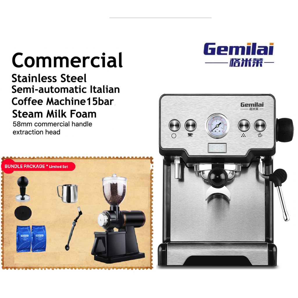 Gemilai Crm3605 With Commercial Italian Coffee Machine High Pressure 58mm Handle Espresso Machine Coffee Maker Shopee Singapore