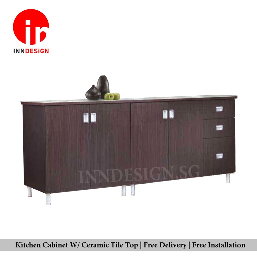 Samuel 4 Doors With 3 Drawers And Ceramic Tiles Top Solid Plywood