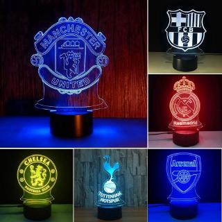Football Club 3D Night Light Real Madrid FCB Man Utd Lamp 7 Colors Changing Bedside Lights Gift