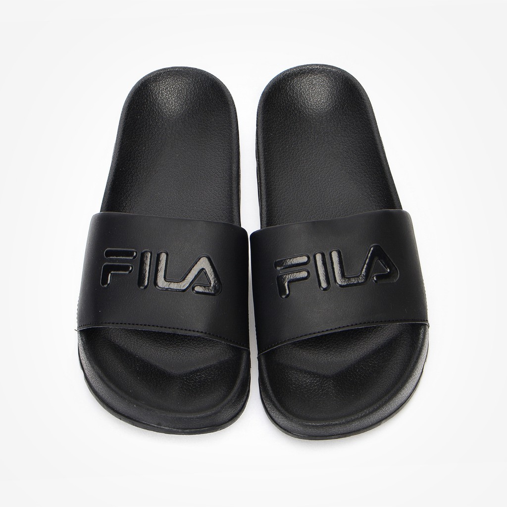 black and white fila slides