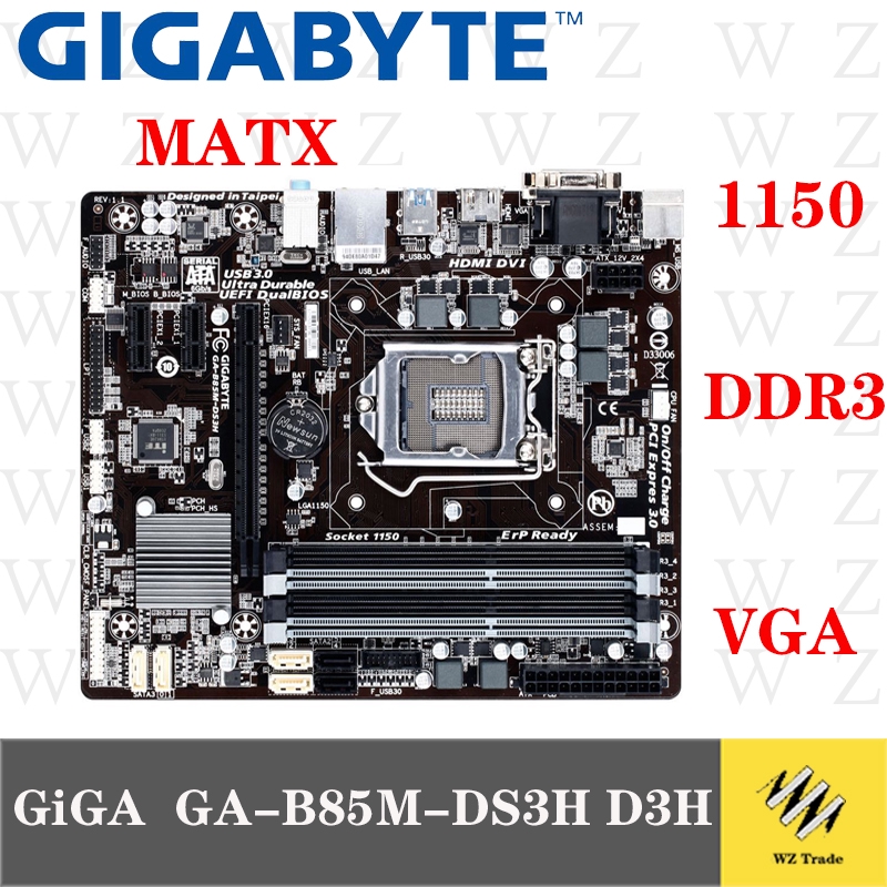 Original Gigabyte Ga B85m Ds3h D3h Lga 1150 Ddr3 B85m Ds3h 32g Hdmi Vga Usb3 0 Dvi Desktop Motherboard Free Shipping Shopee Singapore