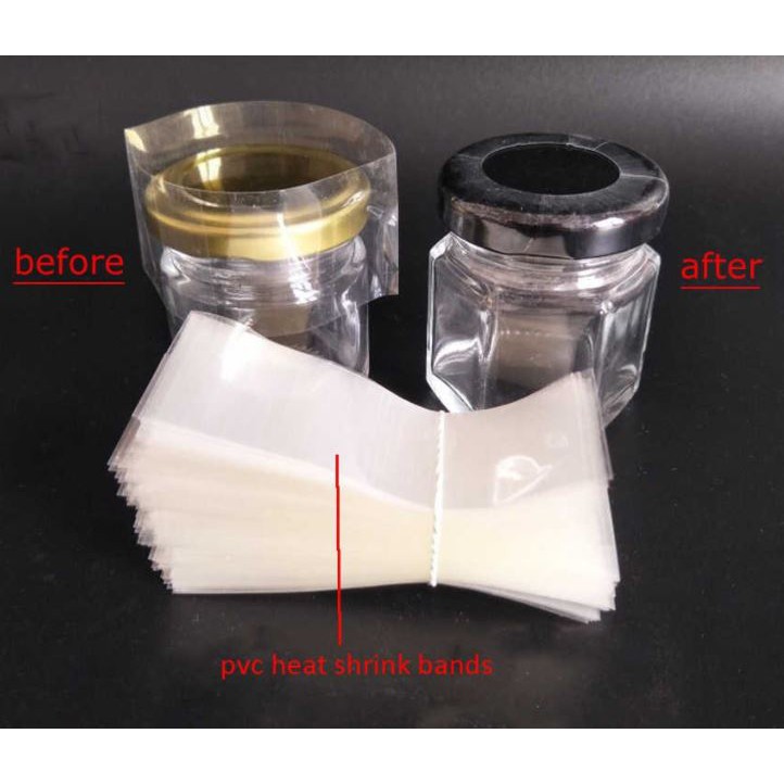 [Shop Malaysia] Shrinkable Plastic Sealer Transparent PVC Heat Shrink Bands Cap Seal For Jars 