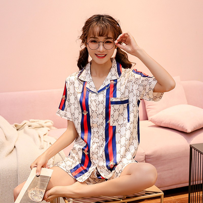 Hotexy baju  tidur  satin plus  size  seluar tidur  pyjamas 