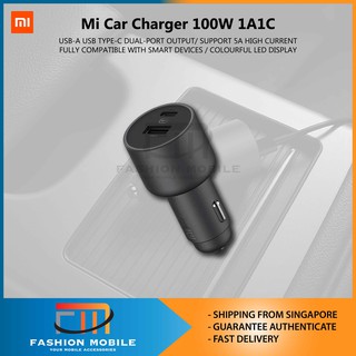 Xiaomi Car Charger 100W Quick Charge Dual output USB A and USB C LED Power Indicator
