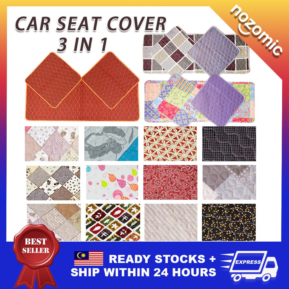 Patchwork Car Seat 3 in 1 Serbaguna Sofa Seat Protector Non Slip Cover Pad Front and Back Cushion Cotton