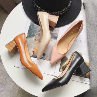 Image of Office Women Black High Heels / Ladies Sexy Block-heel Shoes / Fashion Vintage Pumps