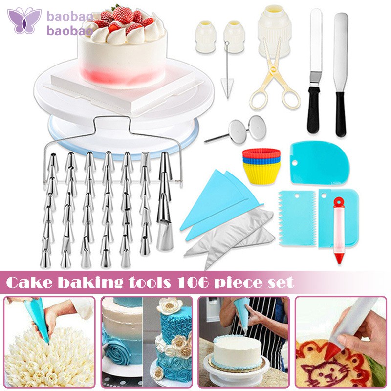 106pcs Baking Supplies Kit DIY Cake Making Cupcake Decorating Icing Set Cooking Tools Shopee