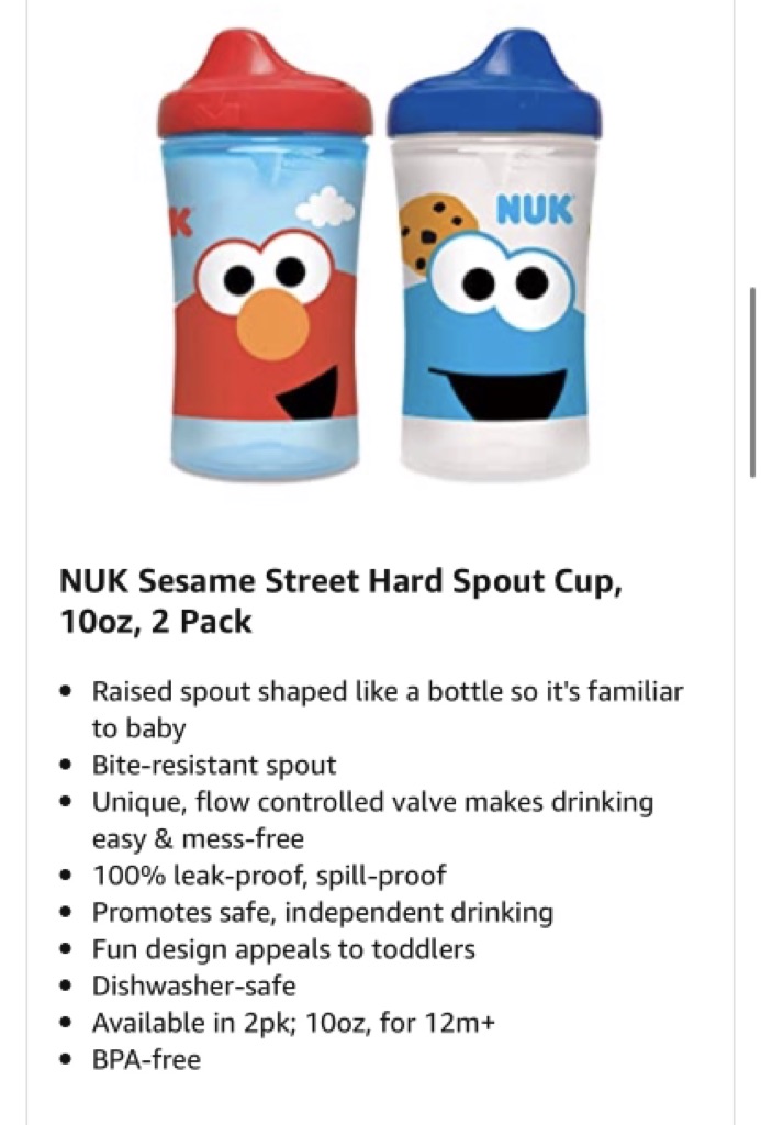nuk sesame street hard spout cup