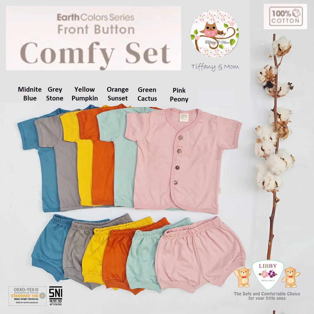 SG 0-12M | Restock! Cheapest! | Libby  Cotton Home Set | Earth   Color Series |  Baby Pyjamas  Newborn Clothes | Kids