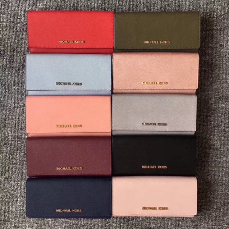 Spot In Taiwan Outlet Genuine Michael Kors Mk Wallet Wallet Wallet Long Clip Mk Envelope Long Clip Leather Bag Cross Pattern Cowhide Shopee Singapore