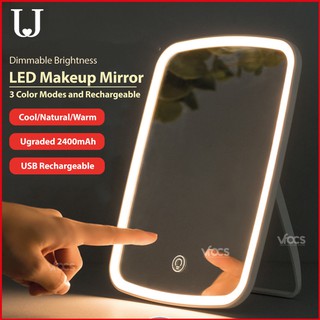 Jordan & Judy Cosmetic LED Makeup Table Mirror with Light Adjustable 3 tone Dimmable Light Rechargeable Ugraded Version