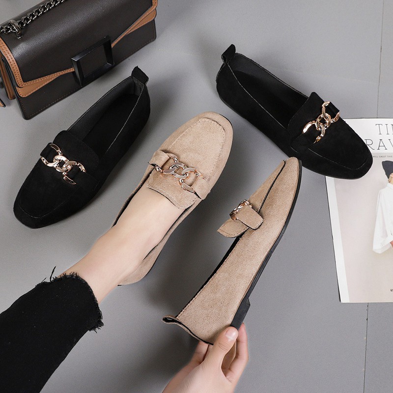 black leather flat shoes ladies