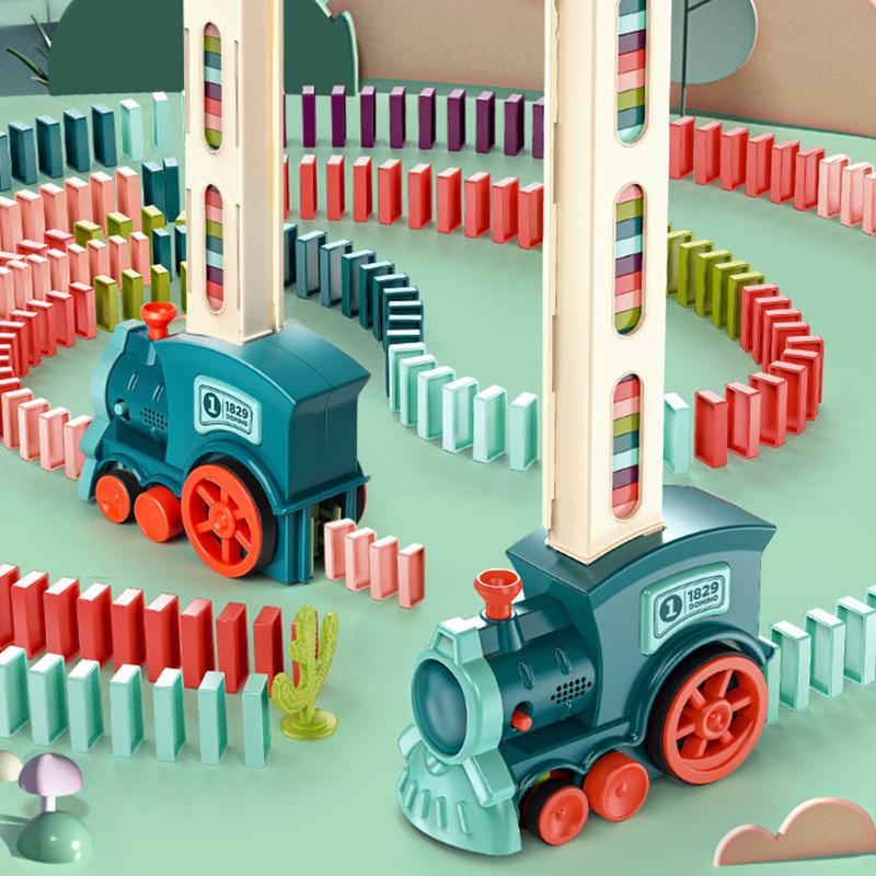 【free shipping】60pcs Domino Train Blocks Set Building and Stacking Toy Creatives Toys Domino Train Blocks Set for Kids Chirldren