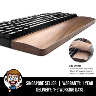 Wooden Wrist Rest for Mechanical Keyboard, Walnut Wood, Ergonomic Palm Rest - 60 / 87 / 104 Keys