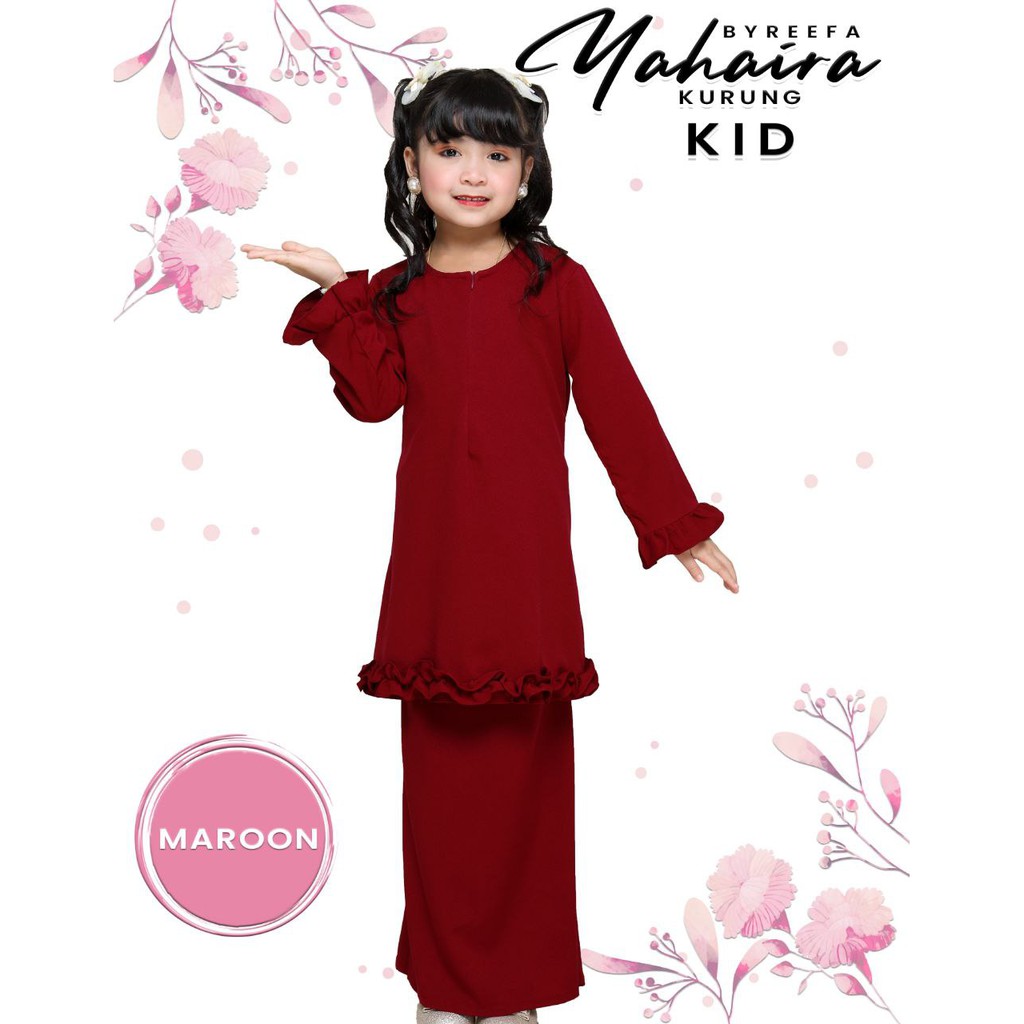 Yahaira Maroon Color Children S Support Shirt Size 2yr 12yr Sedondon Mother And Child Moden Shopee Singapore