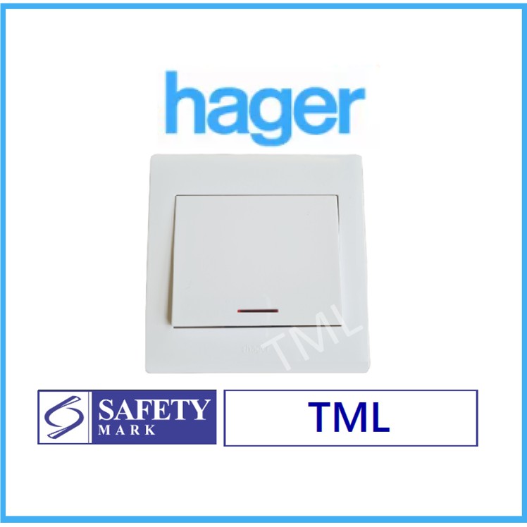 Hager Water Heater Double Pole DP Single Switch 20A with Neon 1Gang