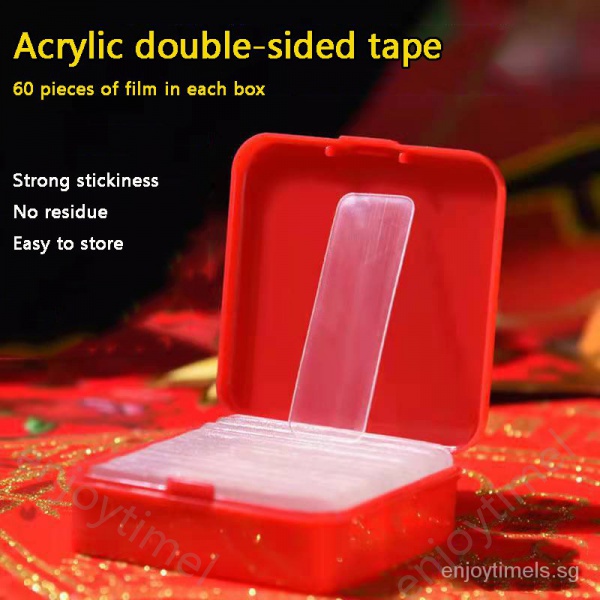 60Pcs/Box Double Sided Tape Non-marking Strong Adhesives Glue Cuttable Traceless Fasteners Transparent Tape Spring Couplets