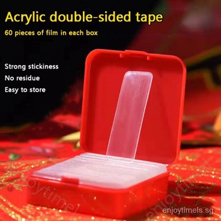 60Pcs/Box Double Sided Tape Non-marking Strong Adhesives Glue Cuttable Traceless Fasteners Transparent Tape Spring Couplets #0