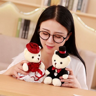 2PCS 20cm Big Stuffed Toy  Animal Couple Teddy Bear Plush Toy Doll Wedding Valentine Gift #8