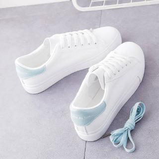 Women's Leather White Shoes Ladies Student Classic Flat Sneakers ...