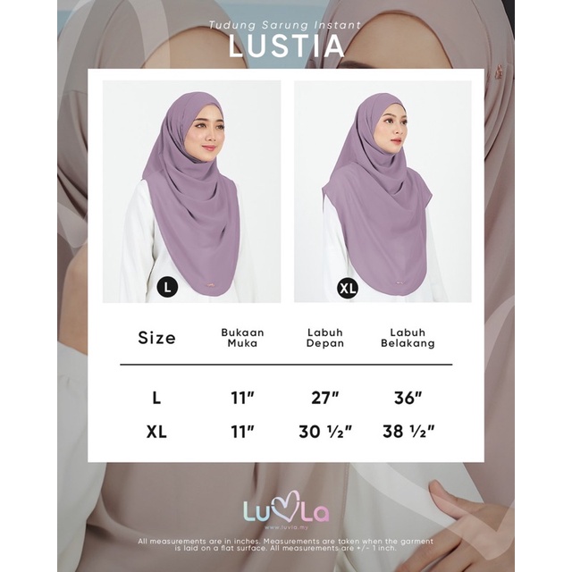 Image of [Shop Malaysia] luvla tudung sarung instant chiffon lustia size l xl shawl raya instant premium murah labuh muslimah #1