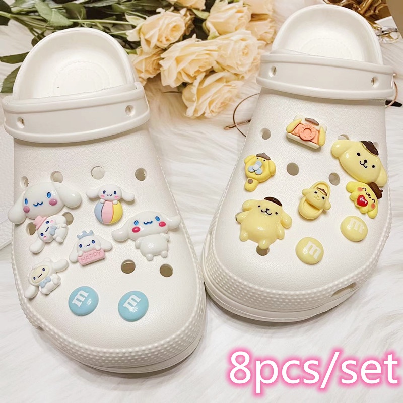 8pcs/set Button Shoes Charm Pudding Dog Cinnamon Dog Series Croc Upper