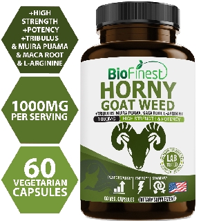 Biofinest Horny Goat Weed 1000mg - Maca Tribulus L Arginine - Men Women Stamina Energy Testosterone Supplement(60caps)