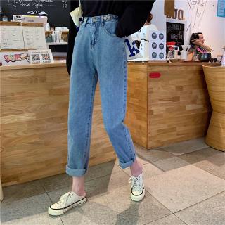 Image of New straight wide leg pants high waist loose jeans women's trousers S-XL denim pants