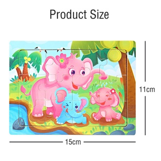 12 Piece Kids Wooden Puzzles Cartoon Animal Jigsaw Game Baby Wood Educational Toys for Children #1