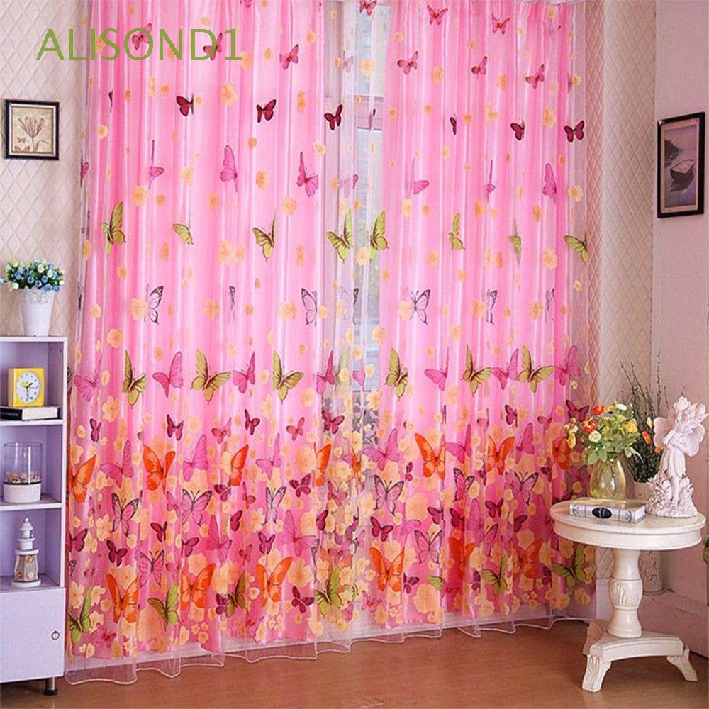 200cm*100cm Butterfly Curtains Yarn Tulle Curtain Customize Panel Curtains Home 