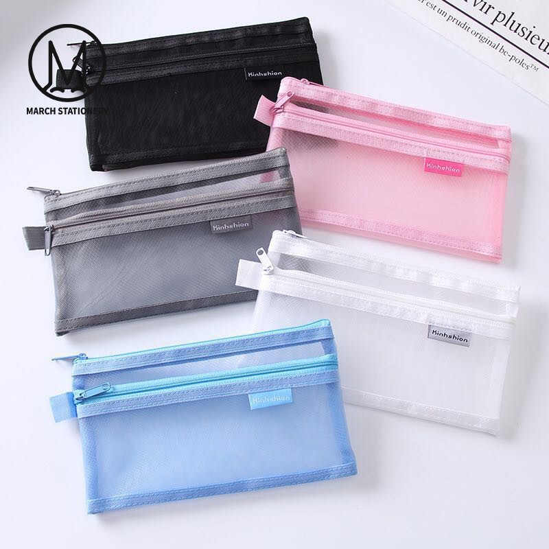 3 x NEW EXAM PENCIL CASES  See Through Clear Pencil Case School Test 3 x CASES 
