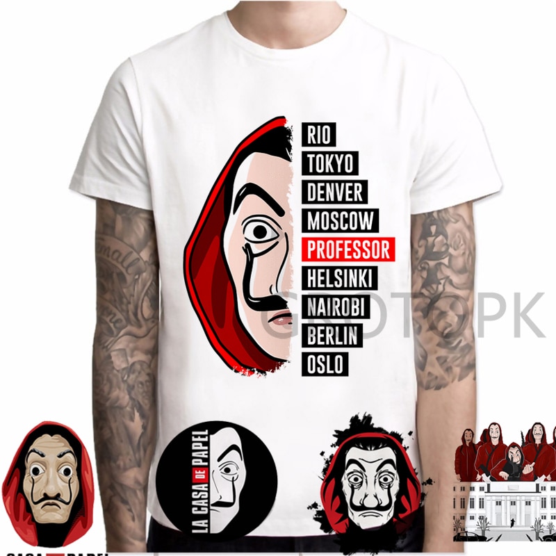 New T Shirt Men Funny Design La Casa De Papel Tshirt Money Heist Tees Tv Series Tshirts Men Short Sleeve House Of Paper T Shirt Shopee Singapore