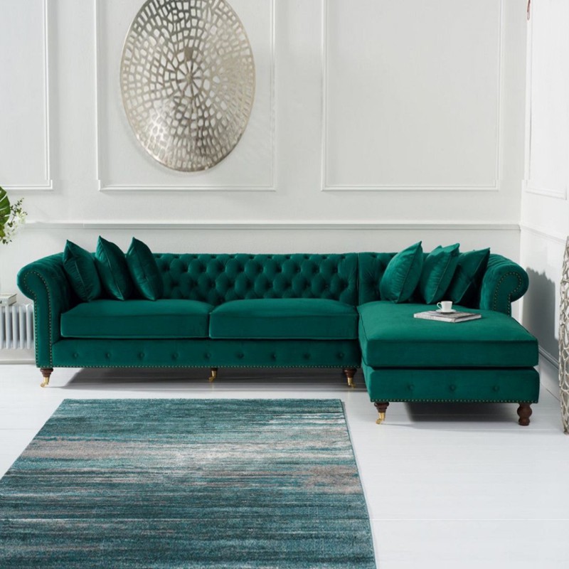 Nordic Light Luxury Dark Green Velvet, Green Velvet Corner Sofa Bed