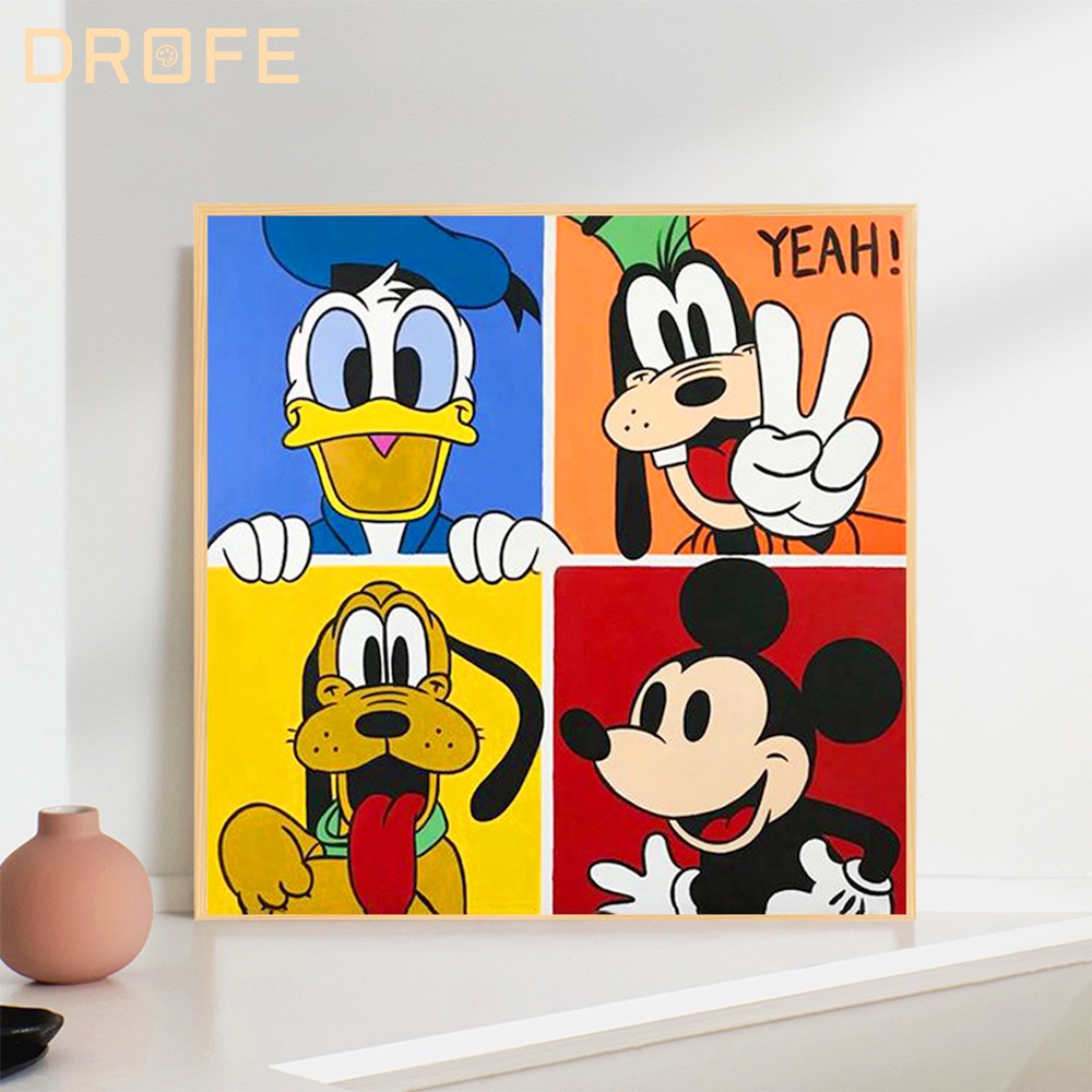 DIY painting by numbers mickey mouse donald duck 20*20cm 30*30cm with frame  children cartoon character avatar decoration canvas painting hand-painted  character picture home decor | Shopee Singapore