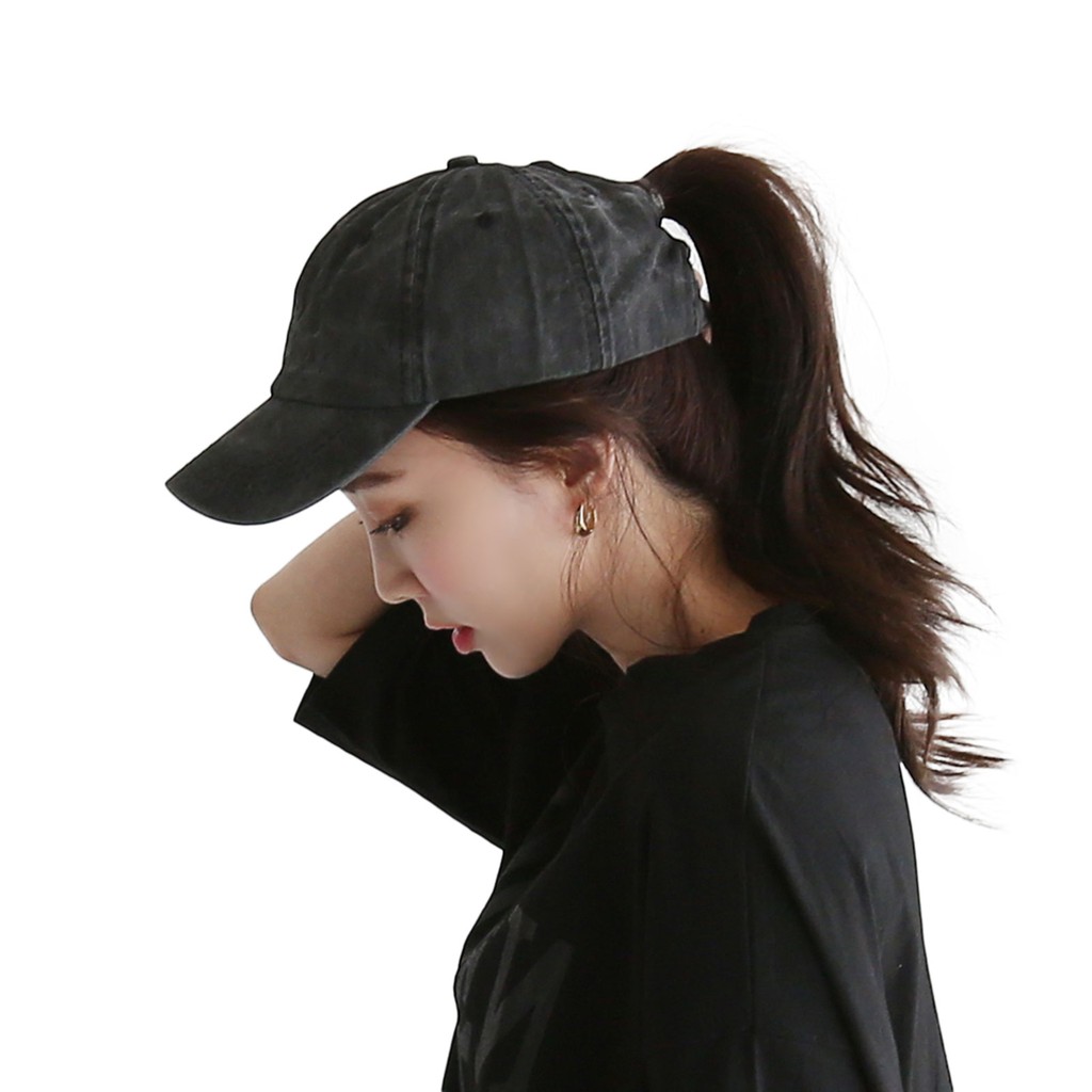 ponytail through baseball cap
