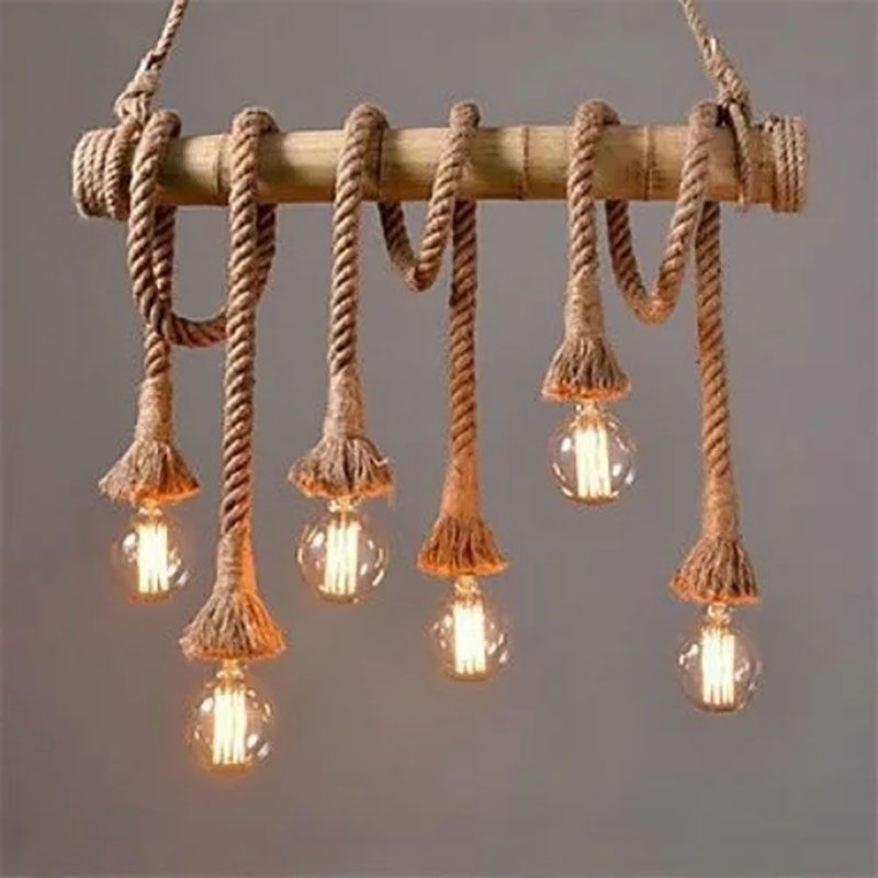 Single/Double Head Retro Vintage Rope Pendant Light Lamp ...