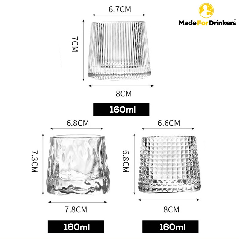 Assorted Rocking Whiskey Glass 160ml / whisky glasses / cognac