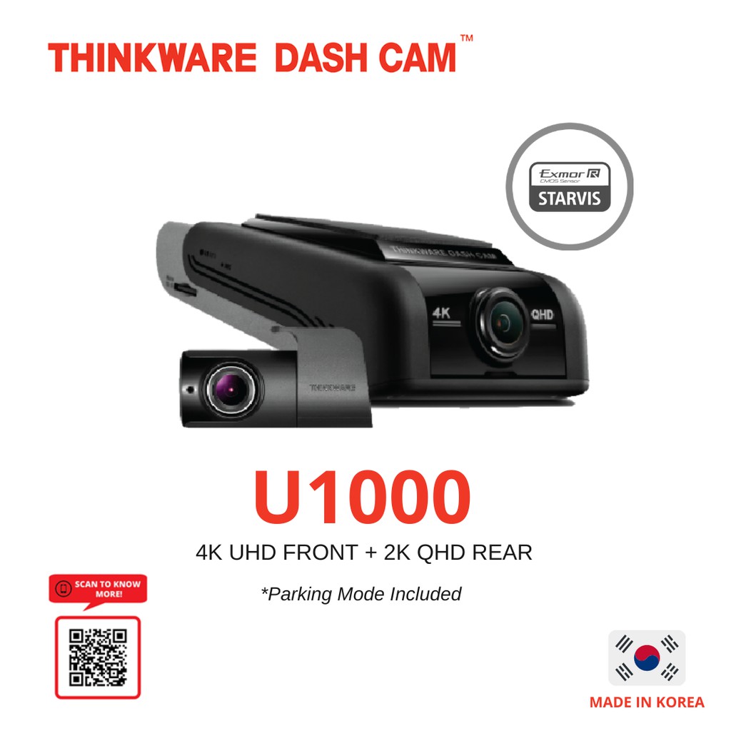 Thinkware U1000 2ch Car Dashcam 64gb Sd 4k Uhd Front 2k Rear Cam Wifi App Super Night Vision Sony Sensor Parking Mode Shopee Singapore