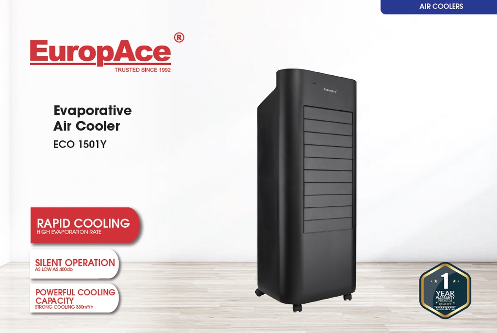 EuropAce ECO 1501Y Evaporative Air Cooler [Black] No stocks, Pre Ord