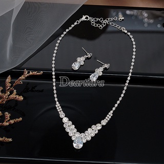 Image of thu nhỏ Fashion Bright Full Diamond Zircon Water Drop Necklace Earrings Set Bridal Wedding Jewelry #5