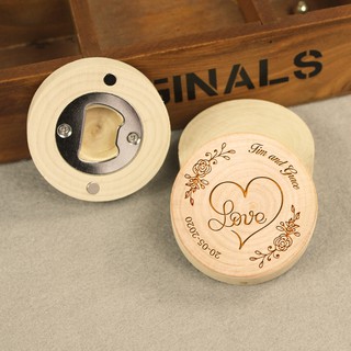 Customized Wood engraving Bottle Opener Fridge Magnet Wedding Favor/ Baby Birthday full month Favor
