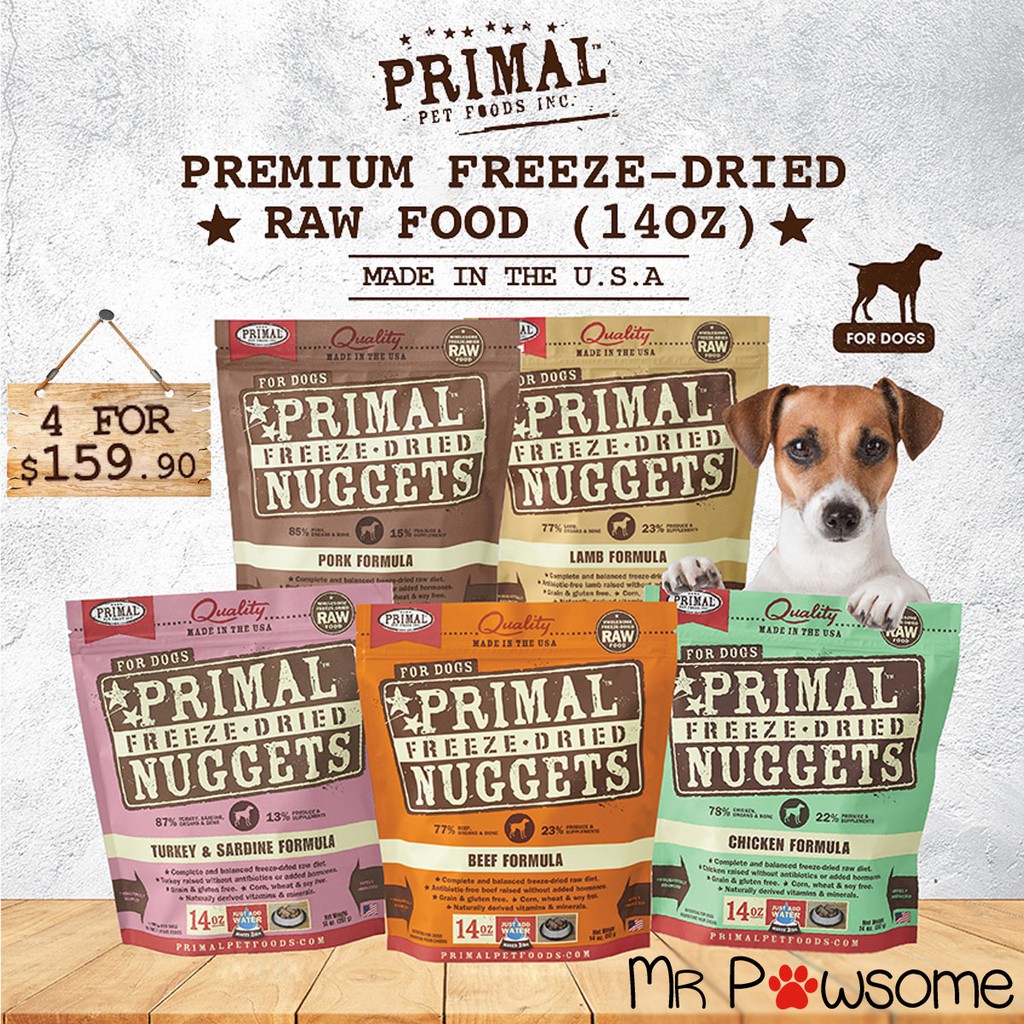 Primal Freeze Dried Nuggets 14oz Dogs (Bundle of 4Mixable in 2