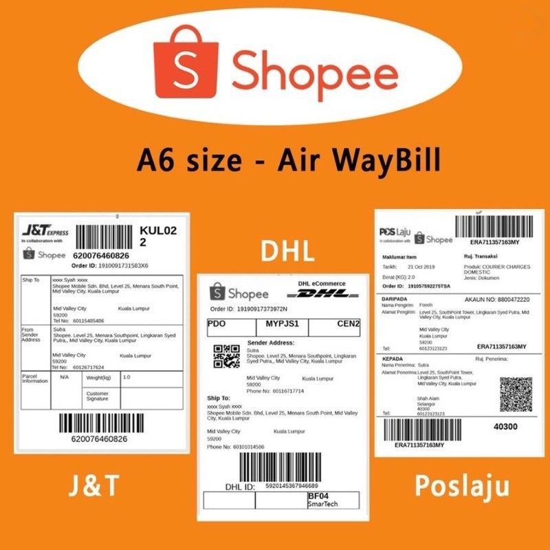 Shop Malaysia High Quality Thermal Printer Sticker A6 500pcs 100 150mm Consignment Note 10 15cm 4inch X 6inch Airway Bill Sticker热敏贴纸 Shopee Singapore