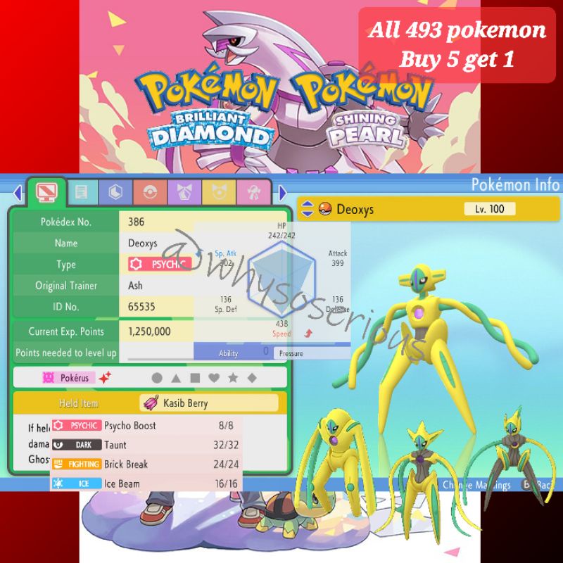 Pokemon Brilliant Diamond and Shining Pearl Shiny Event Deoxys Battle ...