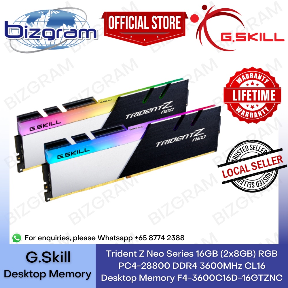 G.Skill Trident Z Neo Series 16GB (2x8GB) RGB DDR4 3600MHz CL16 Desktop ...