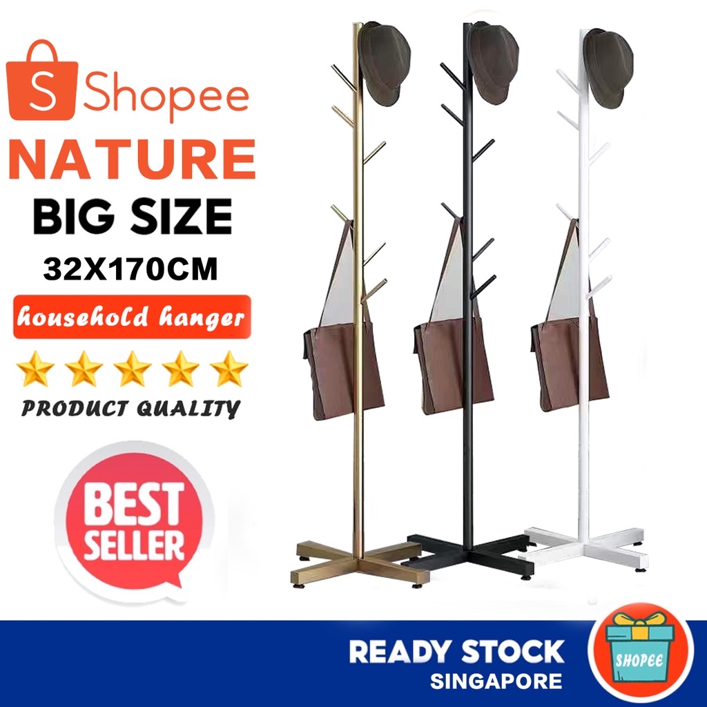 Floor coat dish drying rack hanger bedroom coat rack metal hanging clothes rack Shopee Singapore