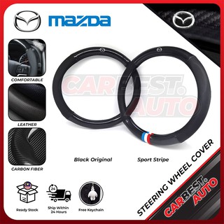 [FACTORY PRICE] Mazda Carbon Fiber Leather Steering Cover Penutup Stereng No Smell Mazda 2 3 6 CX3 CX5 MX5