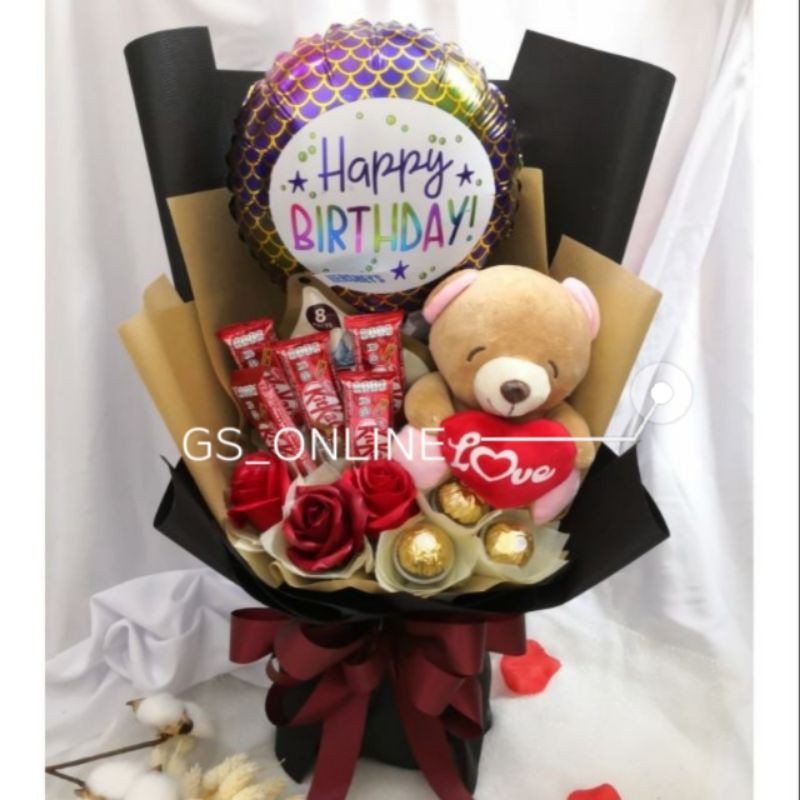 The Rose Bear for Birthday Gift Flower Mother's Day Anniversary Graduation 