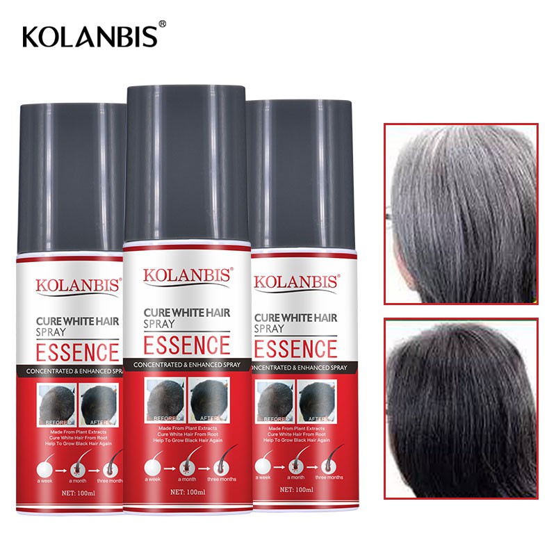 3 In SET Reduce White Hair Essence Spray Cure Gray Treatment Hair Scalp  Therapy Black Hair Care Hair Darkening Remedy | Shopee Singapore