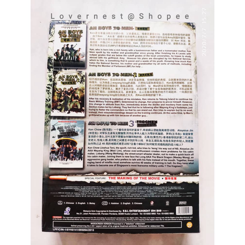 Shop Malaysia Singaporean Movie Dvd Ah Boys To Men 1 3 Complete Movie Edition 新兵正传 1 3 完整珍藏版 Shopee Singapore